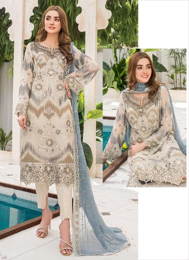 Faux Georgette Grey Eid Wear Embroidery Work Pakistani Suit